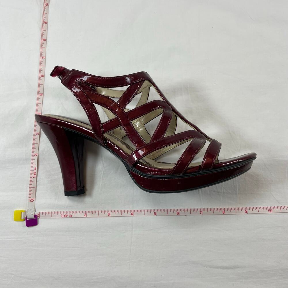 Naturalizer Danya Wine Patent Strappy Platform Sandals Heels Women's Size 7W - Picture 8 of 8